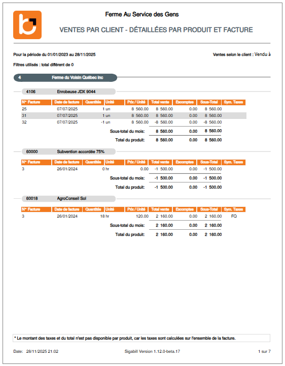 apercu par client par facture