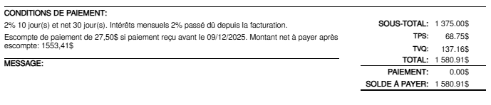 affichage facture escompte