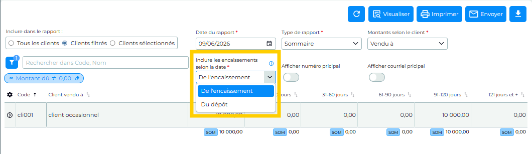 options montants à recevoir