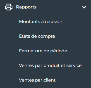 menu rapports