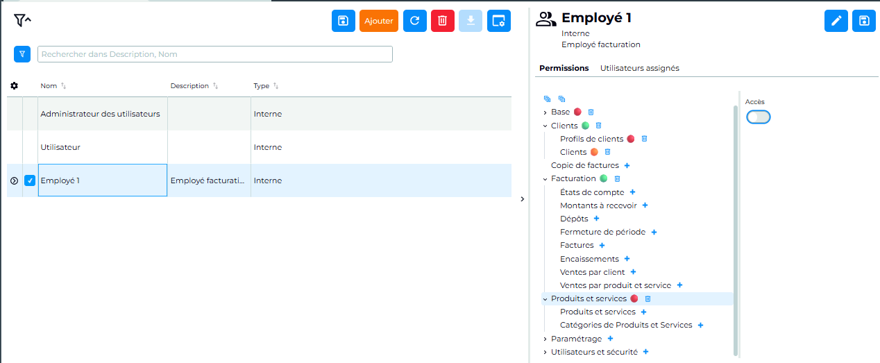 rôles permissions