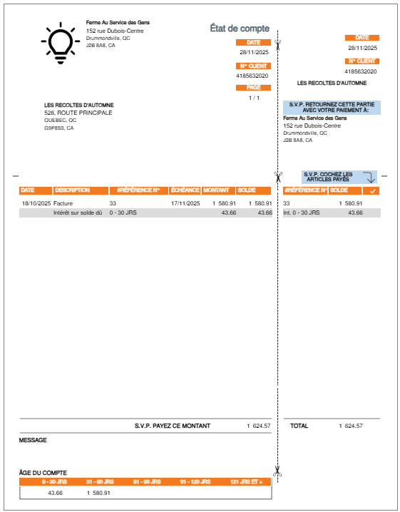 etat cpte avec intéret - conditions