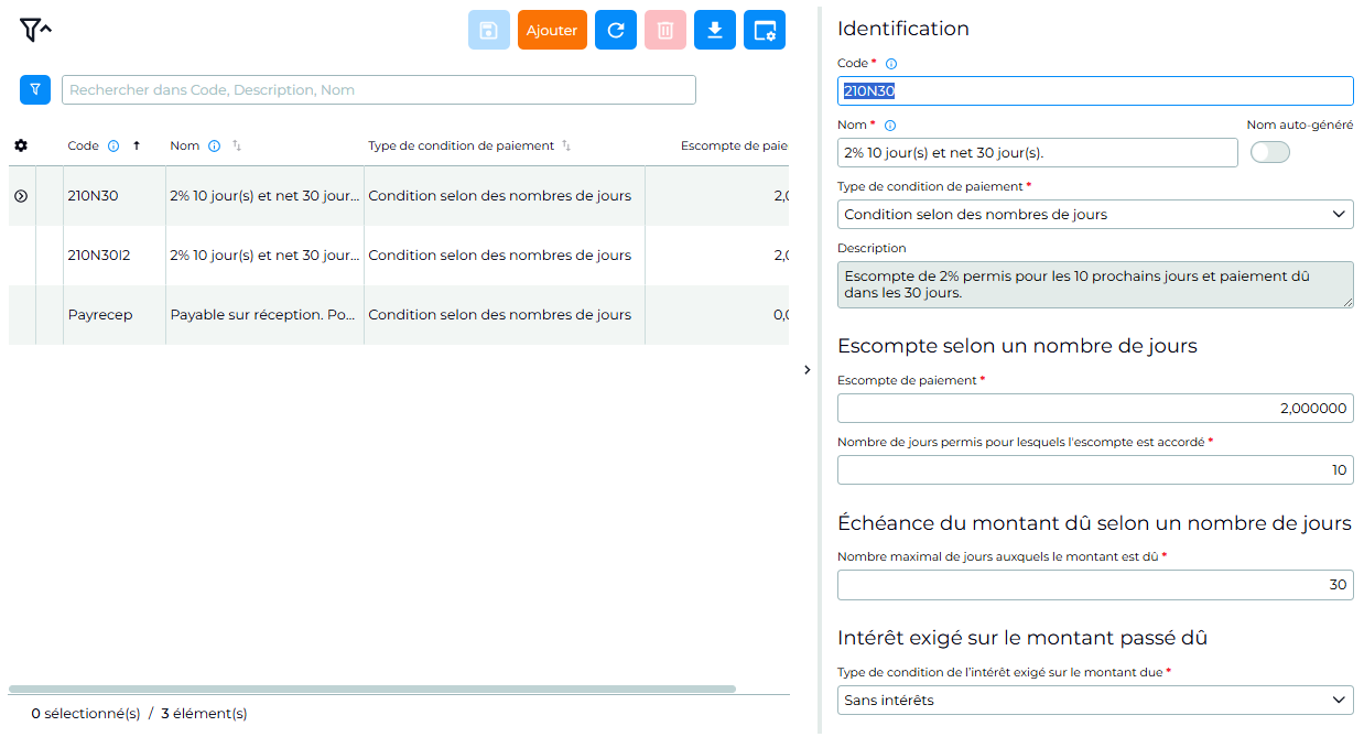 conditions paiement