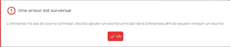 erreur courriel principal