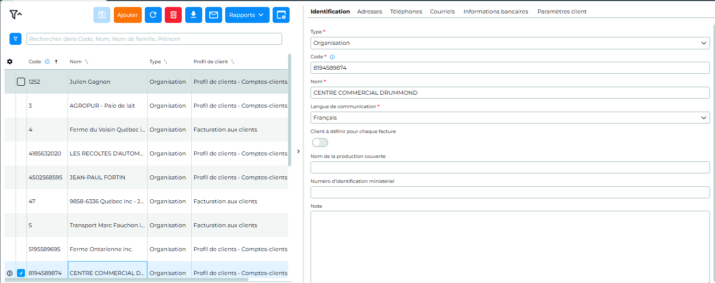 feuille clients