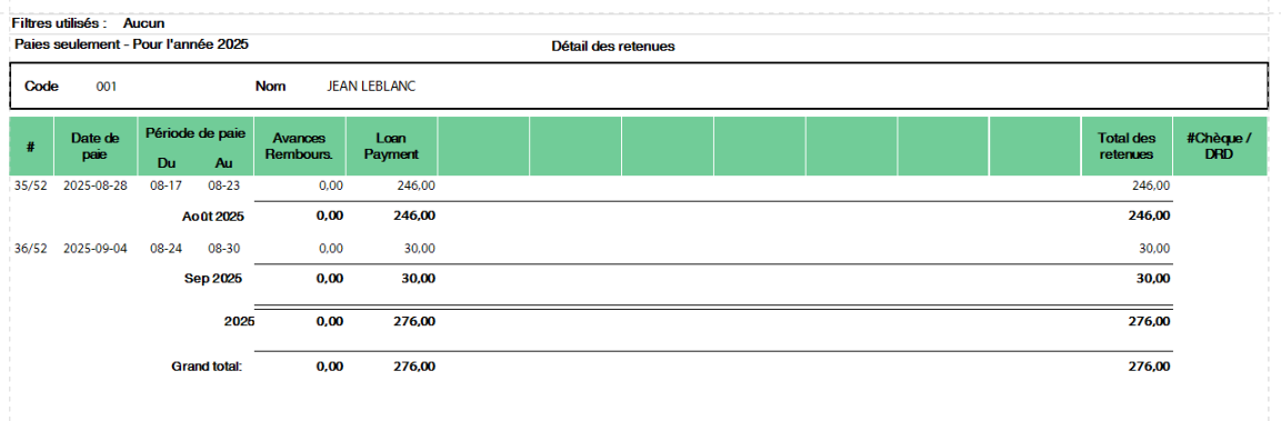 sommaire paie employé rapport page 2