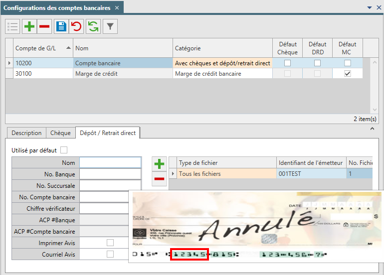 configuration cpte bq - dd