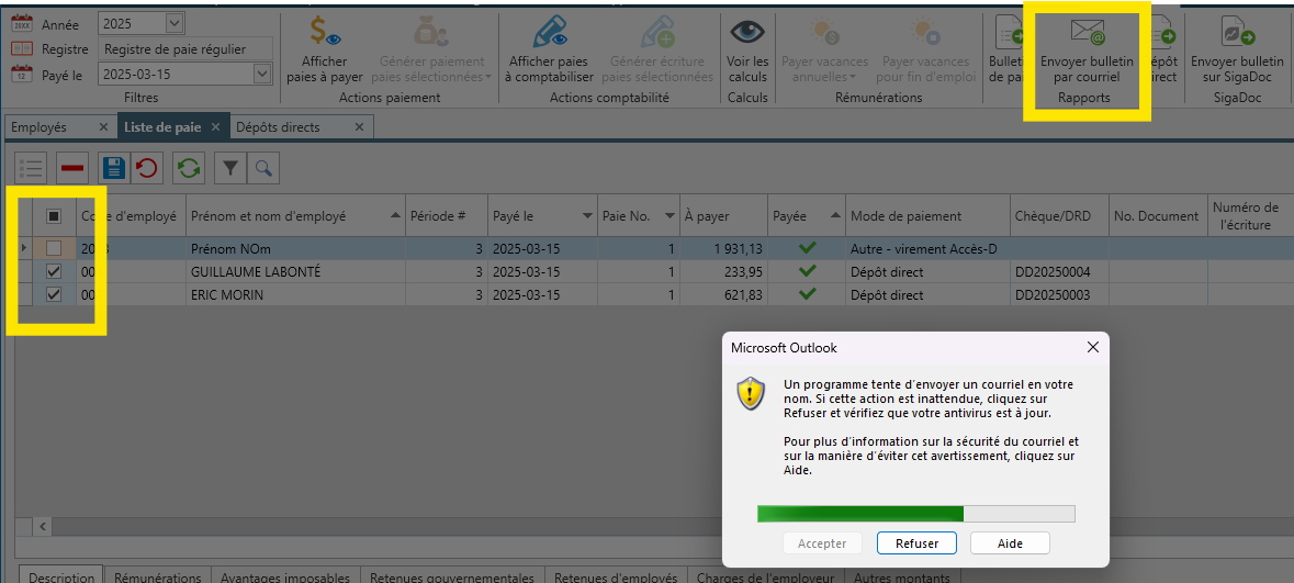 bulletin envoi multiple
