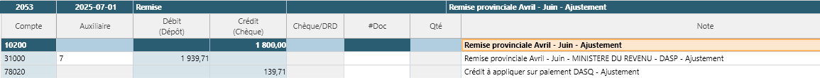 résultats ajust.remises dans EEQ