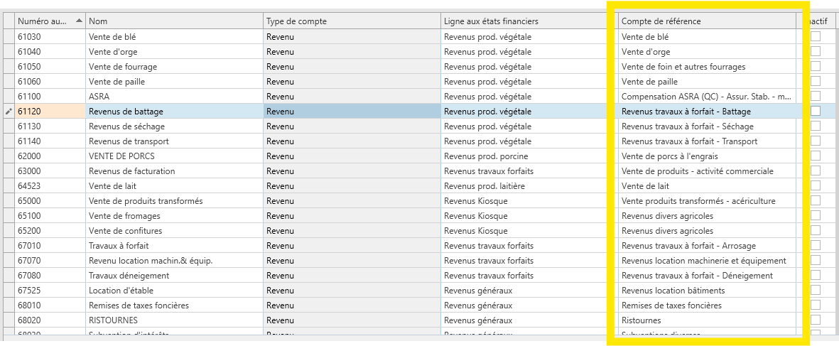 comptes et comptes de référence