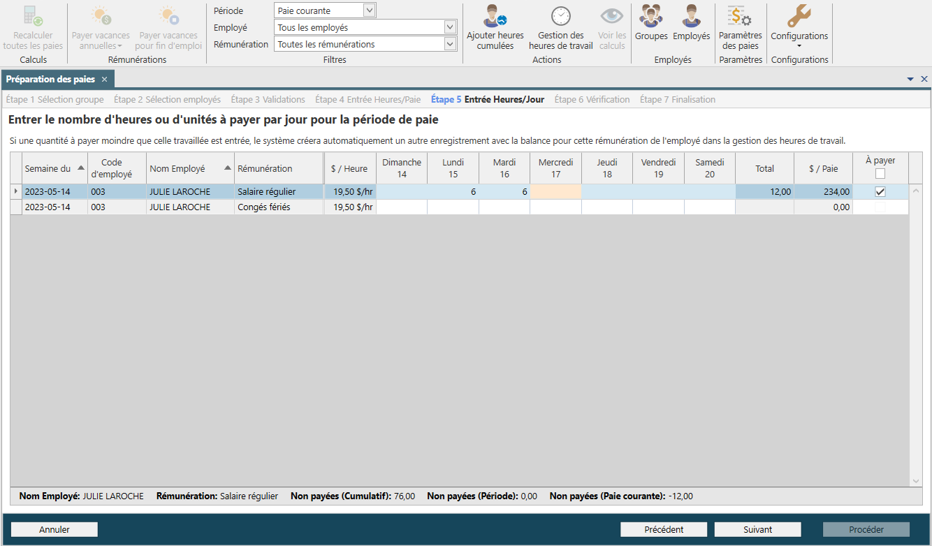 gestion des heures - prep paie