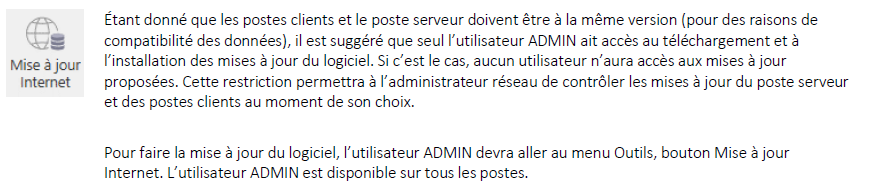 maj réseau avertissement