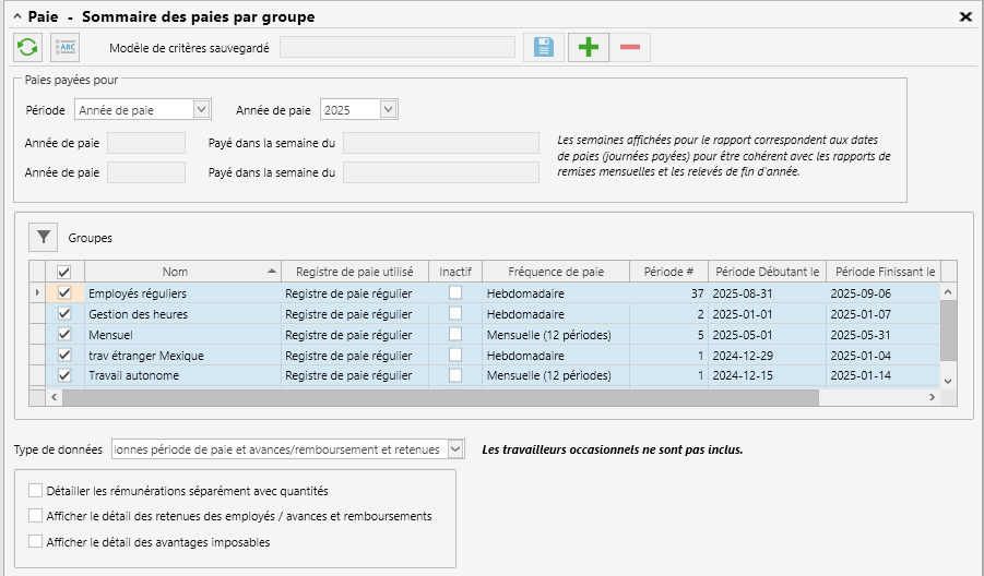 sommaire paie groupe sélection