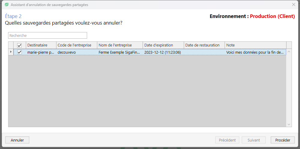 annuler sauvegarde