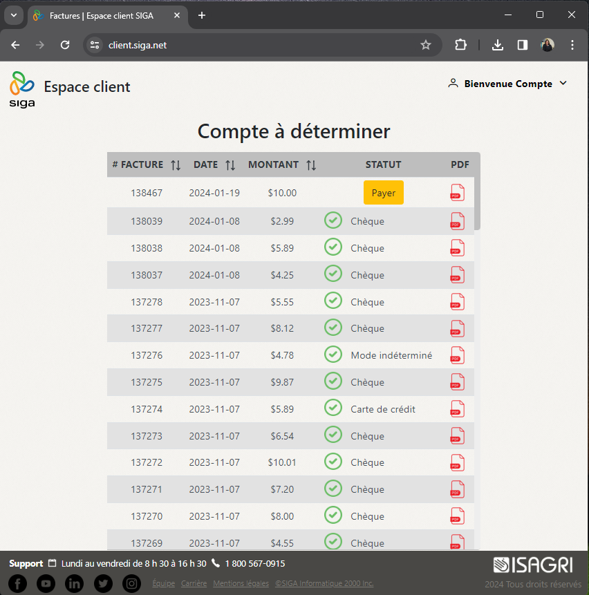 espace client facture