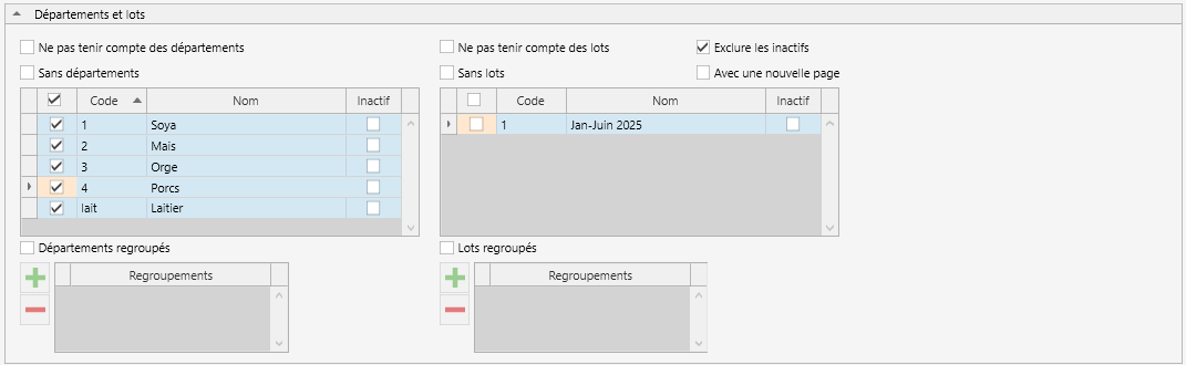 rapport départements et lots