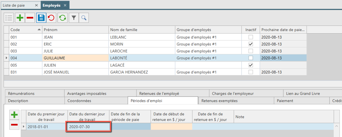 date fin emploi