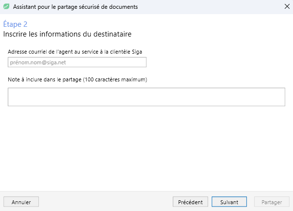 ETAPE 2 PARTAGE DOC SIGA