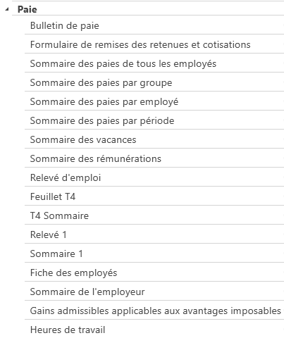 liste rapports paie