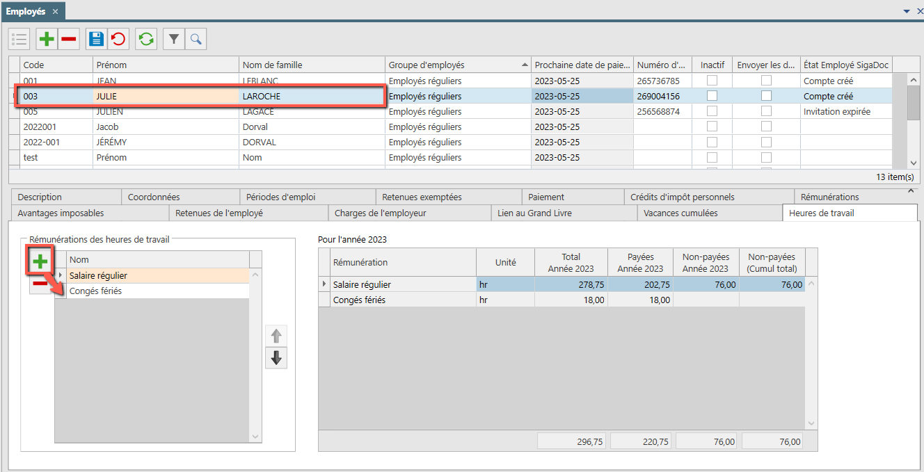 gestion - config employé