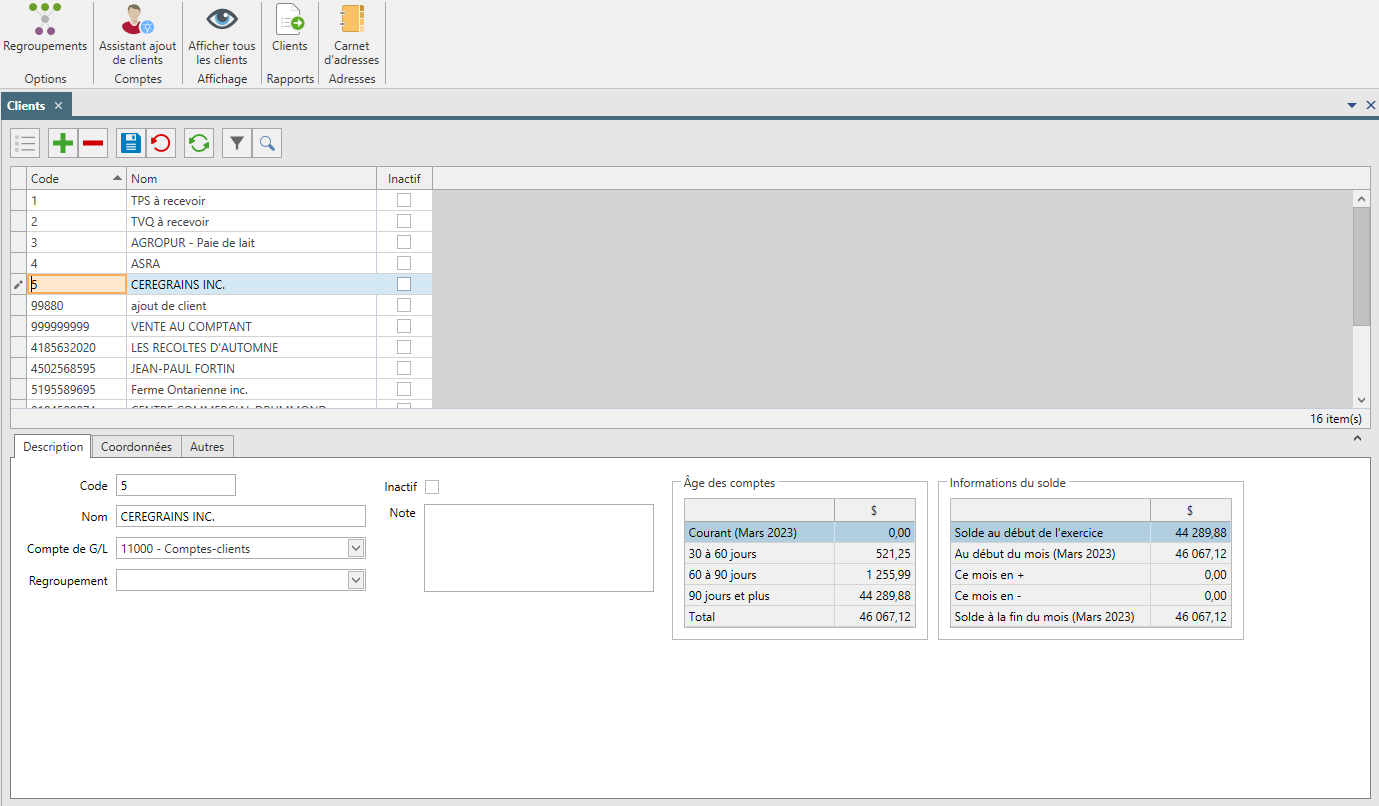 feuille clients